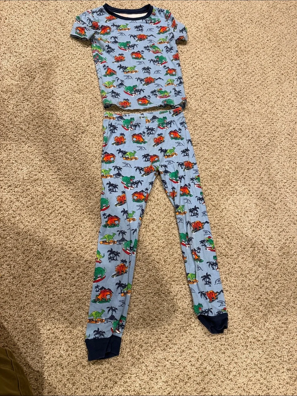 Blue Dinosaur Print Kids Pajama Set